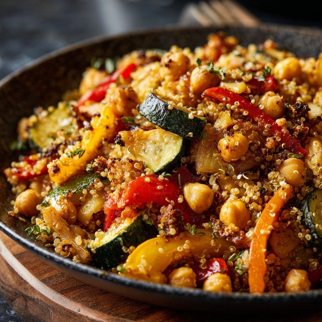Healthy Dinner Roasted Veggie Quinoa Plate