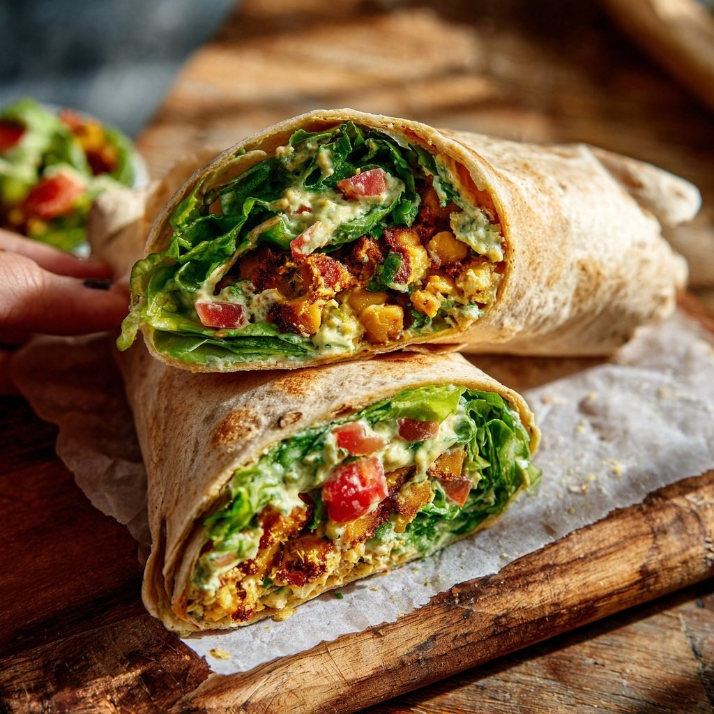 Healthy Lunch Mediterranean Chickpea Wrap