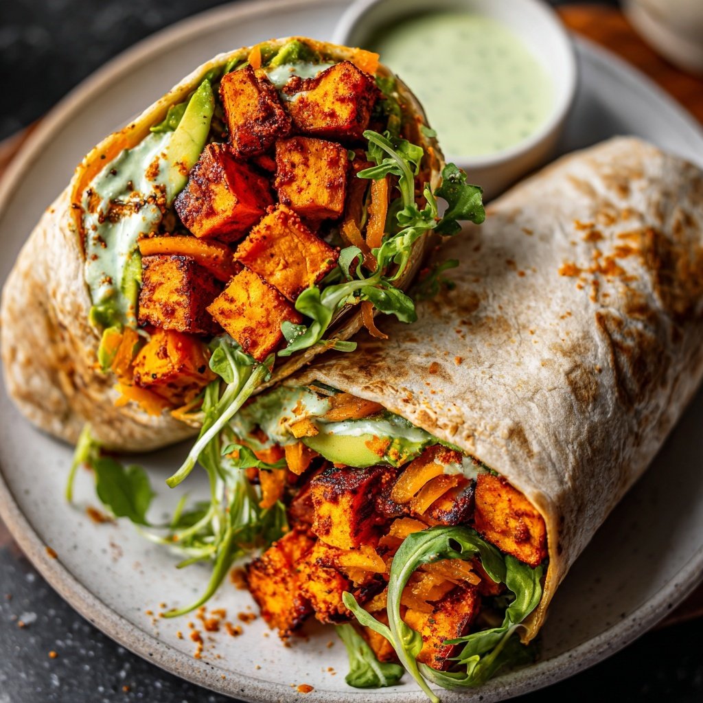 Roasted Sweet Potato Veggie Wrap Bowl