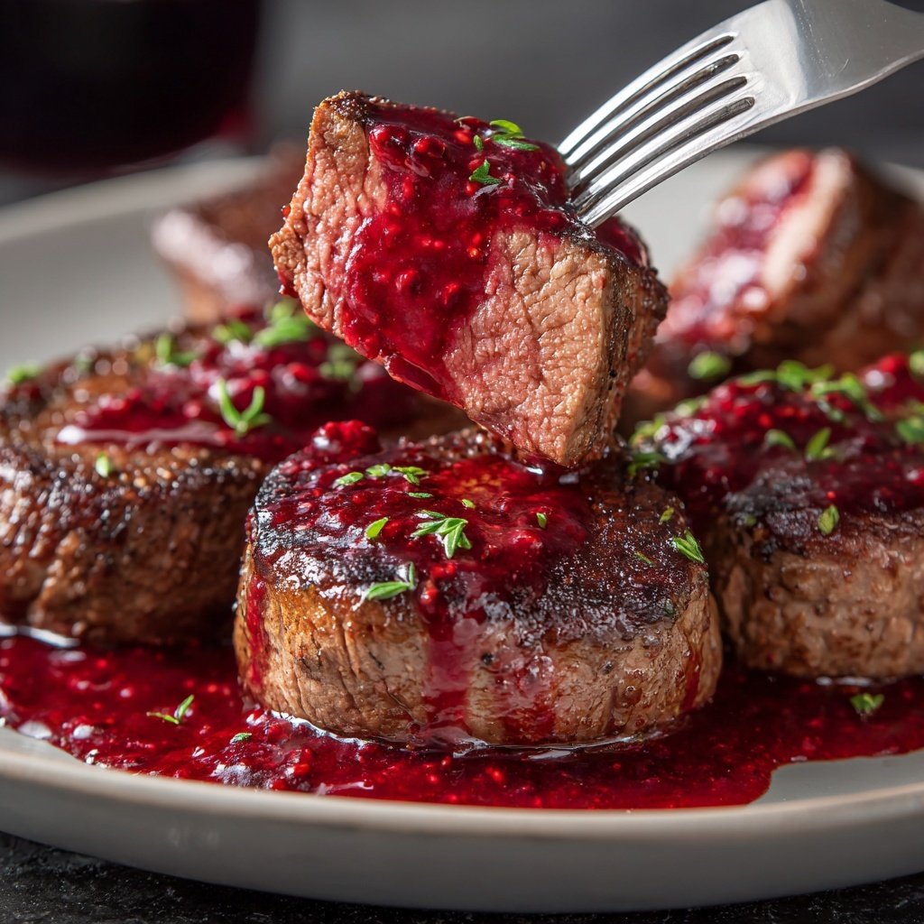 Beef Medallions with Raspberry Sauce