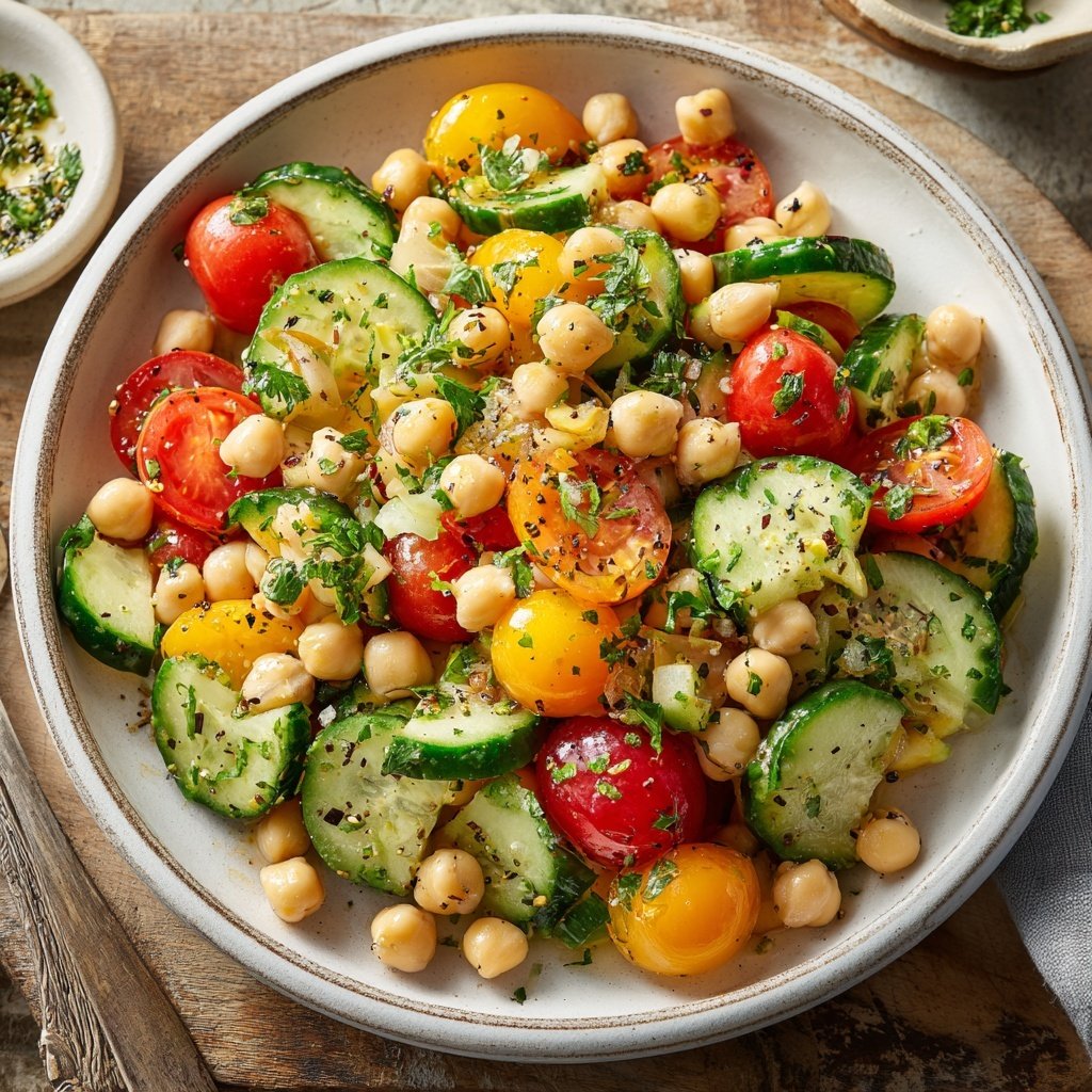 Healthy Lunch Cucumber Chickpea Salad