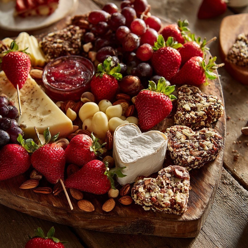 Valentines Charcuterie Board with Fruit Skewers